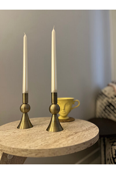 LUXAY HOME ESKİTME GOLD PISA 2'Lİ ŞAMDAN & MUMLUK SETİ
