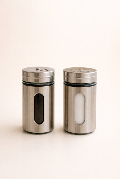 Mirilliahome Set of 2 Stainless Steel Salt Shakers Spice Shakers Set Metal Salt Shaker with Glass Window – 10 cm
