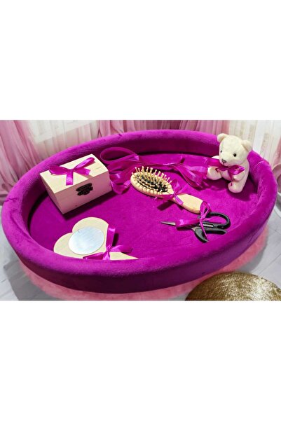 OBSIDION Tavita ovala catifea buretata imprimeu - roz intens - Mot turta