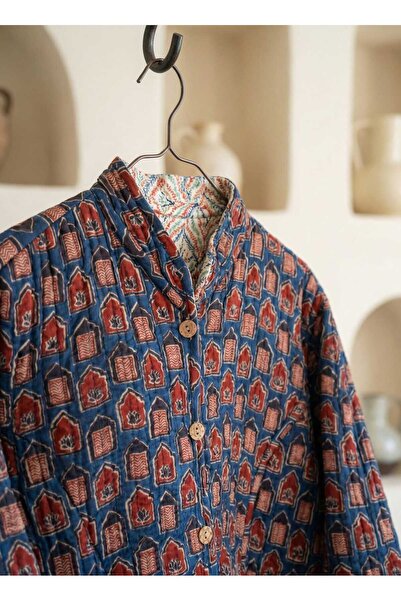 Yoncha Kadın Ceket %100 Pamuklu Çift Taraflı