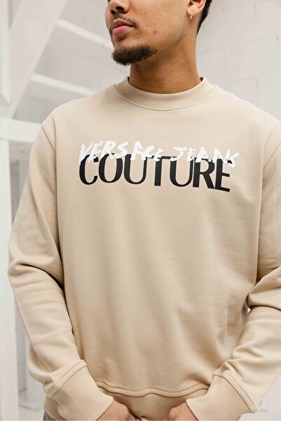 VERSACE JEANS COUTURE سترة رياضية سوداء مطبوعة بشعار