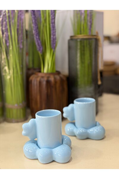 Hediye Köşkü 2 Kişilik Özel Üretim Mavi Bulut Fincan