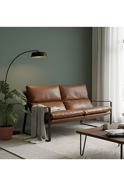 SLLER Modern İkili Koltuk - Loft Tasarım Deri/Kumaş Bahçe ve Balkon Kanepesi ...