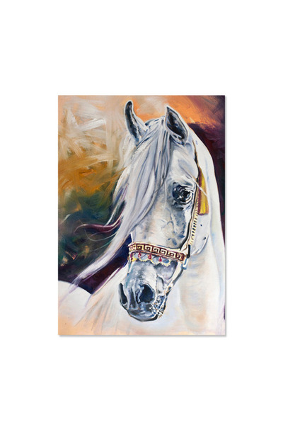 Printoot لوحة جدارية قماشية على شكل حصان أبيض، مطبوعة حديثة لحيوان، لتزيين غرفة المعيشة أو غرفة النوم