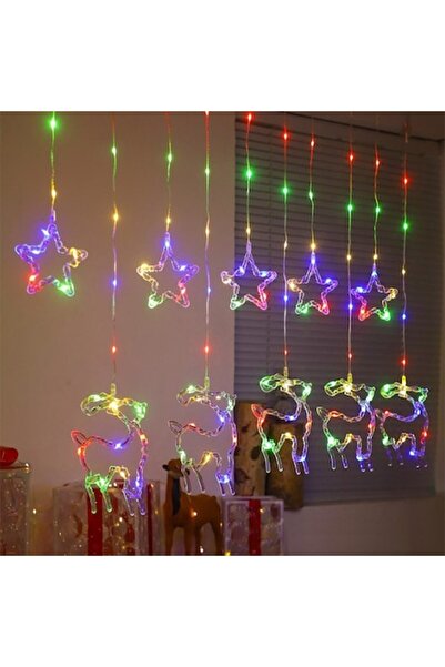 OEM LED Curtain Installation with Stars and Festive Shapes, Multicolor, 3.5 m
