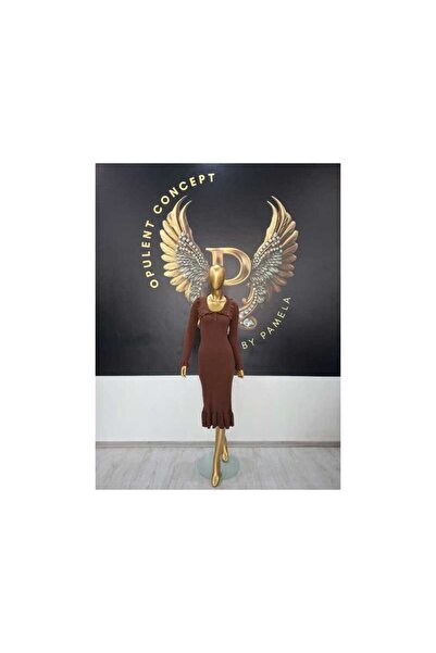 OEM MARGARET KNITTED BROWN DRESS - BROWN, M/L