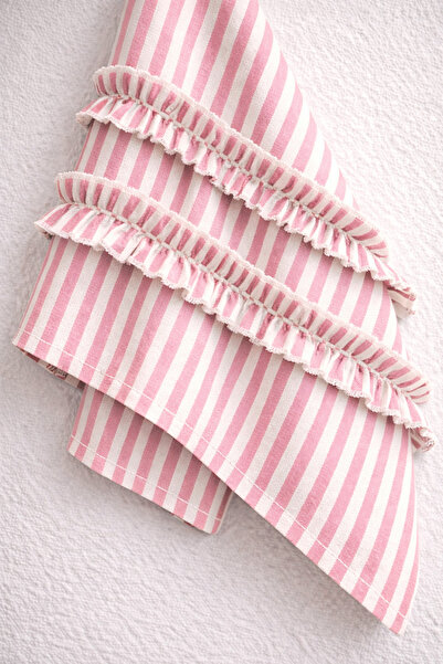 Mirilliahome Linen Frilled Kitchen Towel 35X55 cm Natural Drying Cloth