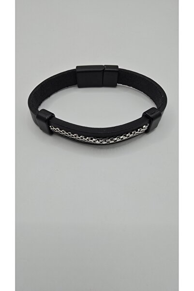 NO NAME Faux Leather Chain Toggle Magnetic Snap Men's Bracelet