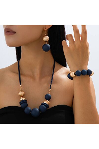 İnci Mercan Bujiteri 4 Parça Boncuklu Takı Seti: Şık Retro Geometrik Akrilik ...