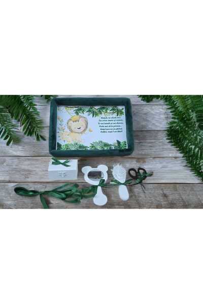 OBSIDION Set tavita taiere mot/turta catifea buretata cu print, 6 piese - ver...