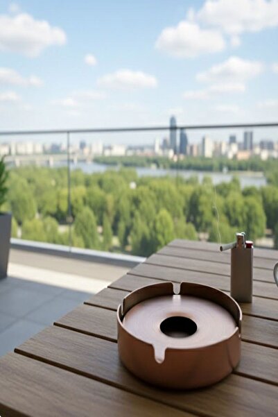 Saint Belisama Concept Large Lid Copper Color Ashtray Scotch Color Very Useful Metal Ashtray, Heavy Duty Ashtray Scotch