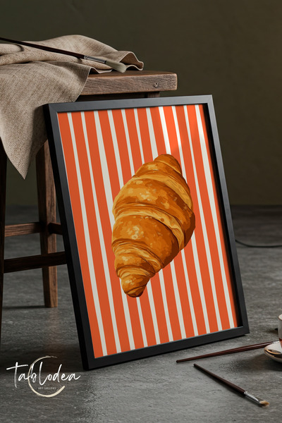 tablodea Poster cu model croissant, decor bucătărie Pinterest, înrămat în lem...