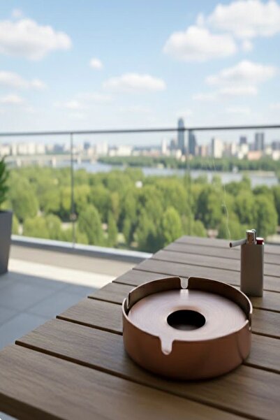 Saint Belisama Concept Τασάκι μεγάλου μεγέθους με καπάκι, χάλκινο χρώμα, χρυσό χρώμα, πολύ χρηστικό μεταλλικό τασάκι, βαρύ τασάκι χρυσό