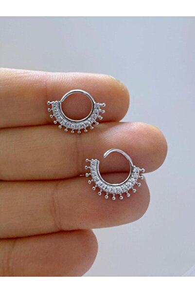 Arescollection 1 ADET ZİRKON TAŞLI HELİX SEPTUM DAİTH UYUMLU PİERCİNG