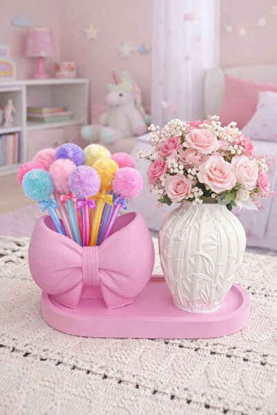 LİZA HOME DECORATION El Yapımı Fiyonk Desenli Organizer, Kabartmalı Vazo seti...