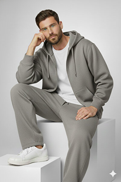 Boi Cardigan cu fermoar pentru bărbați, set de trening largi vreBol Cut, din ...