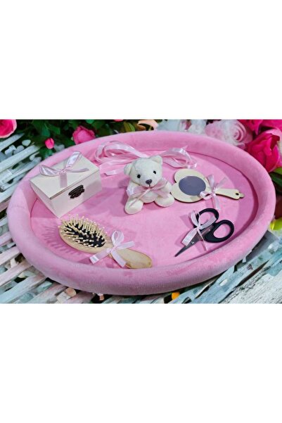 OBSIDION Tavita ovala catifea buretata imprimeu - roz - Mot turta