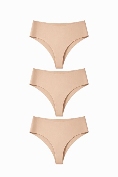 Adeniz Kadın Lazer Kesim Yüksek Bel Tanga Külot 3'lü Paket– Dikişsiz, İz Yapm...