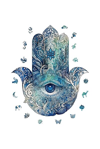 AyrStore Pinecone - Ahşap Puzzle Yetişkinler için - Hamsa Benzersiz Parçalı P...