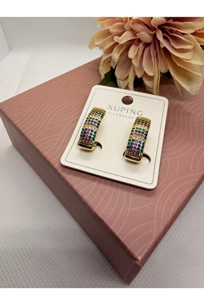 XUPING JEWELRY Colorful Zircon Stone Steel Earrings