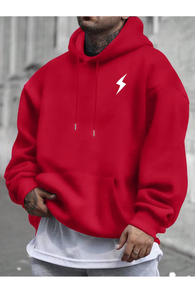 Sweet Cotton Unisex Women Men Oversized Vertical Printed Hooded Sweatshirt