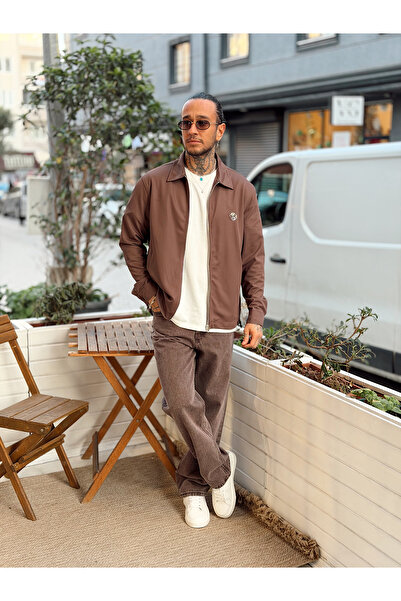 manch collection Transitional Jogger Fabric Jacket Brown