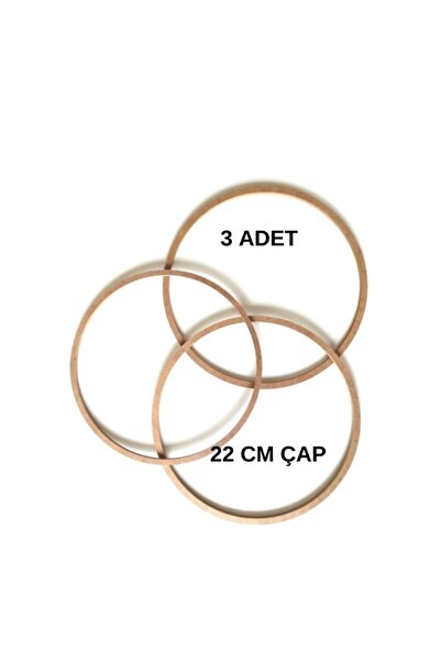 hazer case 3'lü 22 Cm Mdf Halka Vidasız Makrome Kasnak Düş Kapanı