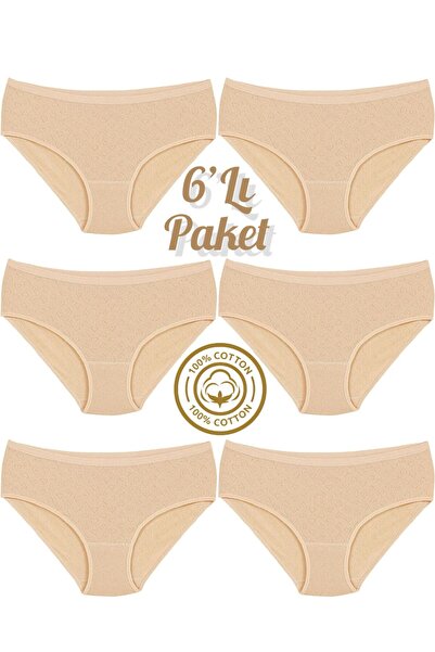 Özten İç Giyim 6-Pack 100% Cotton Heart Pattern High Waist Bato Women's Panti...
