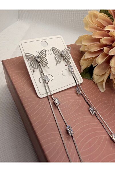 XUPING JEWELRY Tel Kelebek Model Sallantili Taşli Çeli̇k Küpe