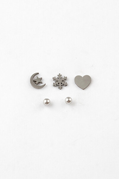 Sortie Aksesuar Ay Yıldız Kalp ve Kar Tanesi Figürlü Paslanmaz Çelik Çivili K...