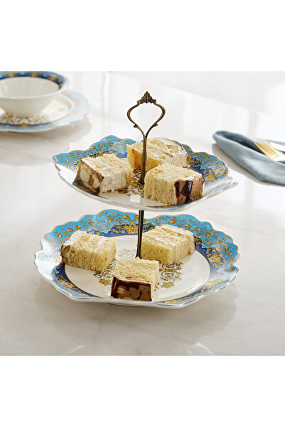 Home Box حامل كيك أنجليك ذو طبقتين - 25.2 × 25.2 × 24.5 سم