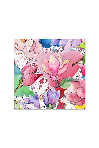 Printoot Watercolor Floral Canvas Art Colorful Pink Flower Painting Print for...