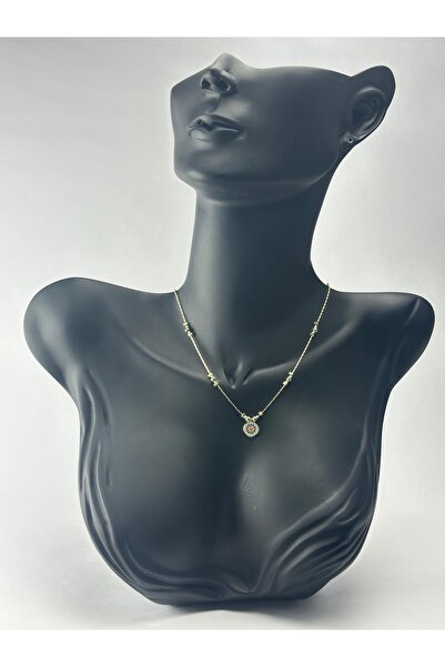 Elo Mavi yuvarlak taşlı ince kolye