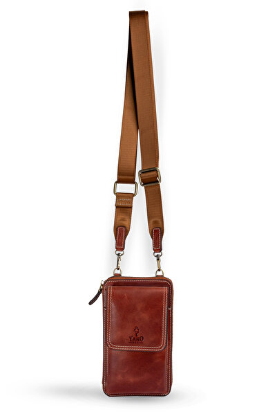 Yako Çanta Gerçek Deri Kapaklı Telefon Bölmeli Kartlık Bölmeli Siyah Crazy As...