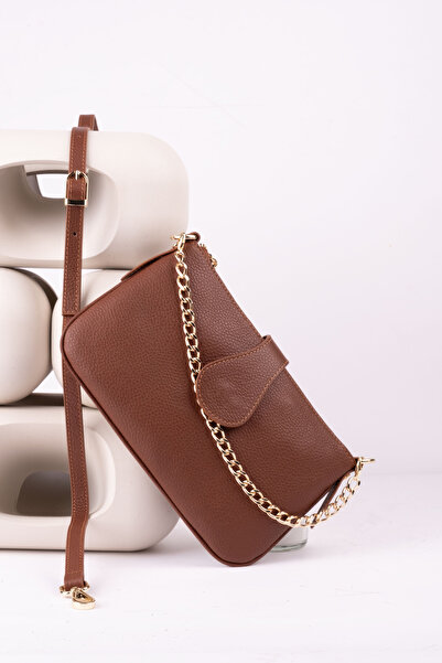 saraci leather craft Genuine Leather Clutch Bag – Chain Handle, Leather Strap...