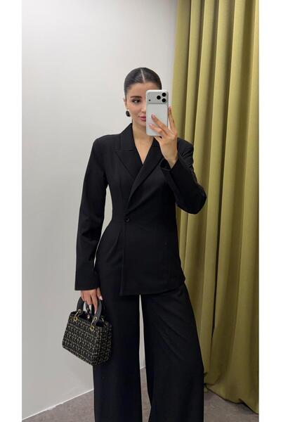 HAZELANNA Black Design Jumpsuit with Jacket