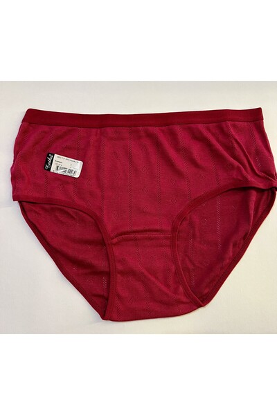 Tutku Marka Kadın Jakarlı Bato Külot %100 Pamuk Tekli (1Adet) Bordo Renk