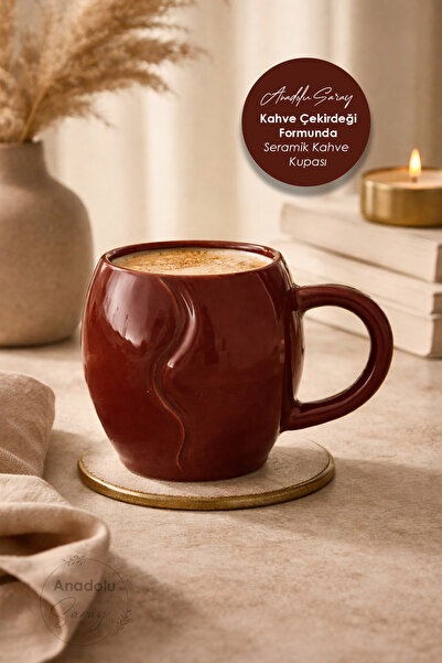 Anadolu Saray Ceramic Coffee Cup in the Form of Coffee Bean |   Stylish and Modern Design
