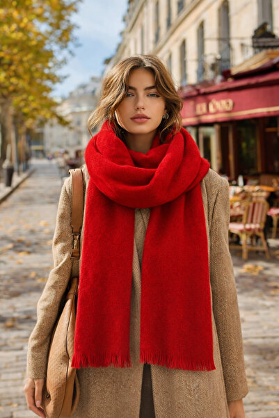 fethi mekik Red Women's Scarf - Shawl - Soft Scarf - Women's Scarf