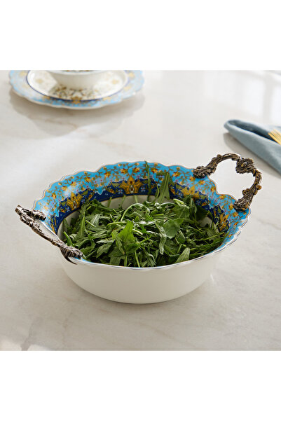 Home Box وعاء تقديم دائري عميق من أنجليك بمقبض - 35 × 25.5 × 11.8 سم