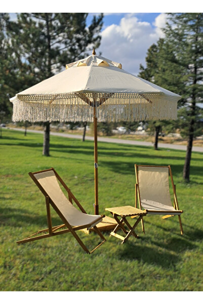 Ahsapland Ahşap Bahçe Teras Otel Havuz Mobilyası ,Şezlong ve Kumaşlı Makrome ...