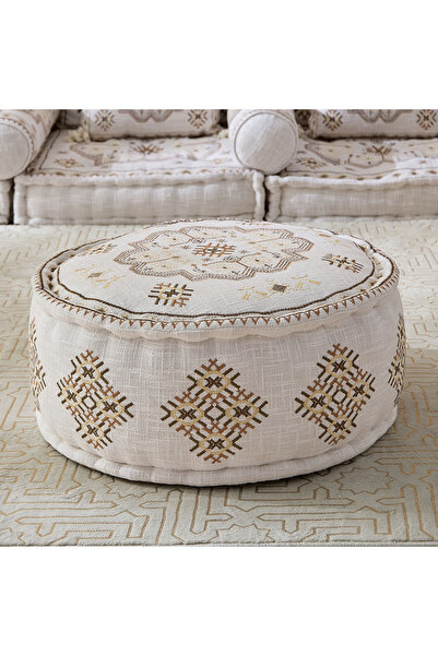 Generic Mahrgan Zahra Embroidered Medallion Pouf - 60x60x25 cm