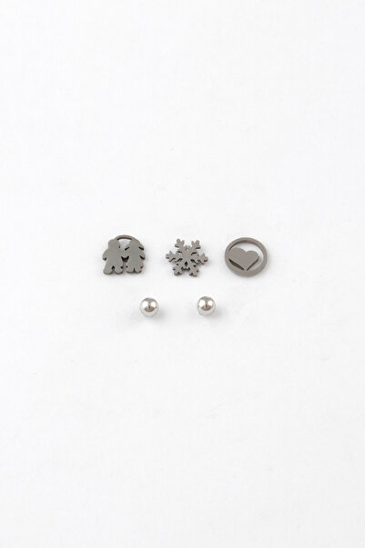 Sortie Aksesuar مجموعة أقراط من الفولاذ المقاوم للصدأ مع تصميم قلب ندفة الثلج...