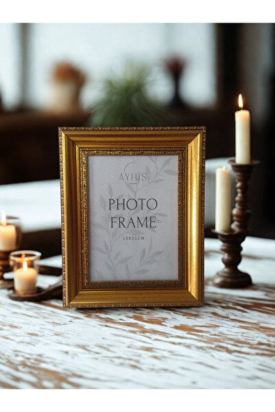 AYHİS DESIGN 15X21 cm Gold Classic Vintage Frame – with Matte Glass, with Bac...