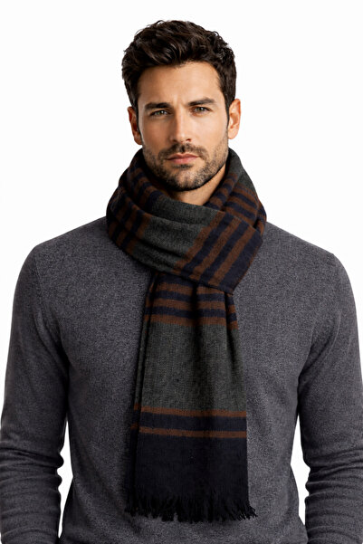 ALASEREN Premium Herringbone Men's Scarf – Soft Textured, with Tassels