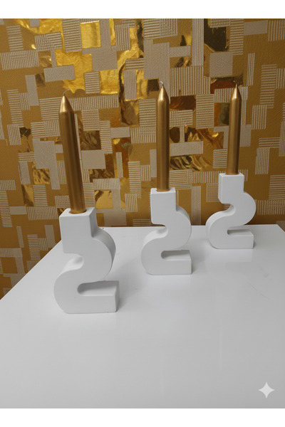 ASTERYA HOME Dekoratif Minimalist Simetrik Şamdan Mumluk (3 adet )