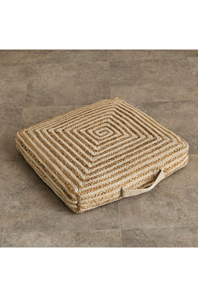 Home Box Eco Swirls Handmade Jute Floor Cushion - 50x50x7 cm