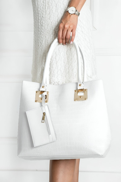 Borghetto Women's Large Size Shoulder Bag with Crocodile Pattern Wallet