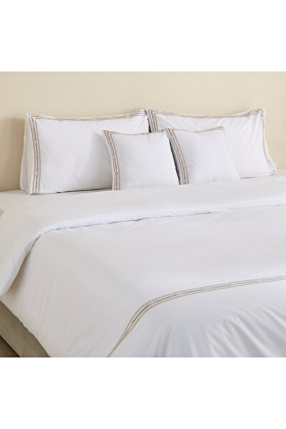 Home Box White Haven Stride 5-Piece Embroidered Cotton King Comforter Set - 2...