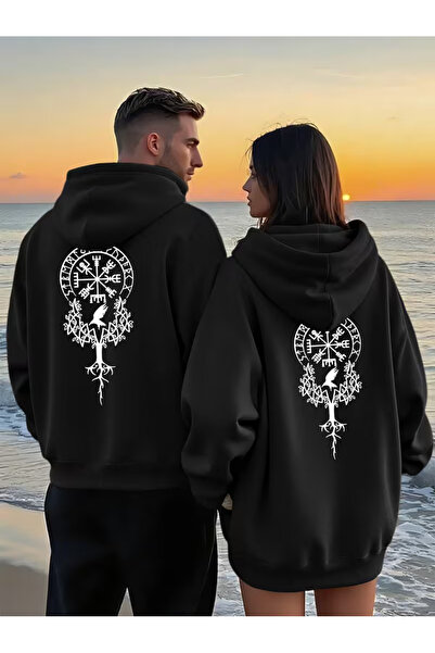 Ciel Lune Set de 2 hanorace cu glugă cu imprimeu Valhalla pentru cupluri – Ha...
